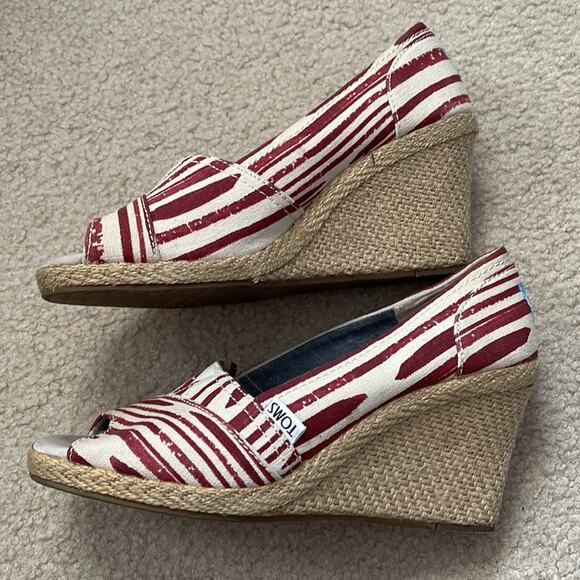 Toms adorable striped wedge peep toe - Picture 3 of 6